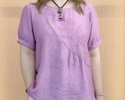 亞麻刺繡短袖T